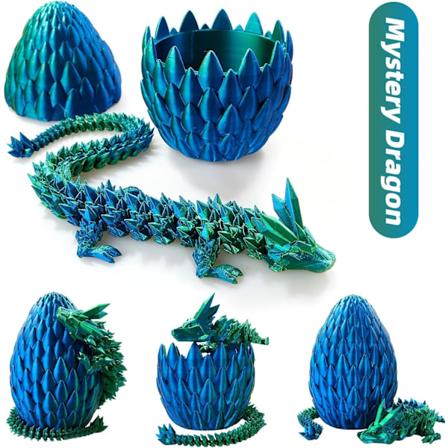 3D-trykt drageegg, krystalldrage i drageegg, overraskelsesegg, ledddrage, gave til gutter og jenter