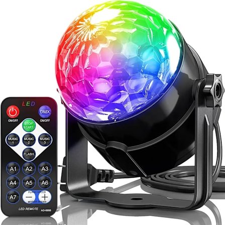 7 farger Strobe lys lyd aktivert scene med fjernkontroll disco ball lamper for hjem