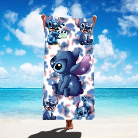 Disney Lilo & Stitch Kylpypyyhe Sarjakuva Pehmeä Imukykyinen Nopeasti Kuivuva Rantapyyhe Kawaii Anime Angel Stitch 3D-tuloste Uimapyyhkeet