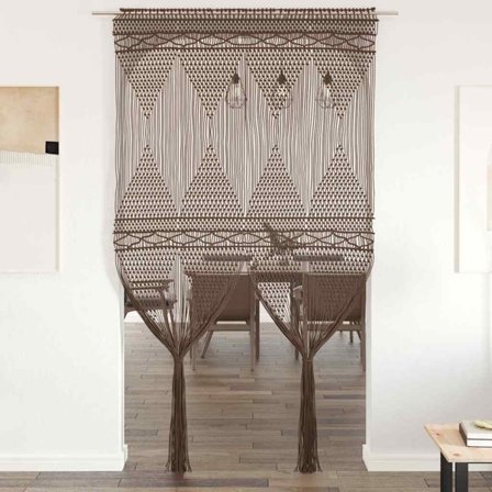 vidaXL Gardin makramé taupe 140x240 cm bomull