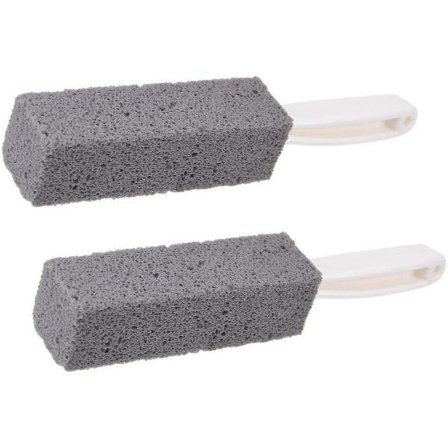 Toilet Badeværelse Rengøring Pimpsten Rustfrit Stål Fint Sandbørste med Håndtag (2 Stykker)