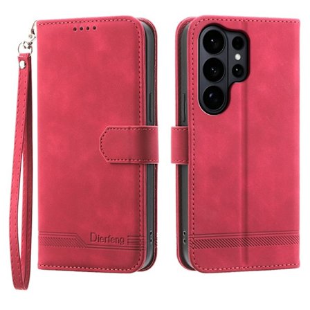 DIERFENG Samsung Galaxy S26 Ultra Plånboksfodral Konstläder - Röd