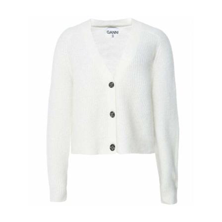 Ganni, Soft Wool Knit Cardigan Biały, Kobieta, Rozmiar: M