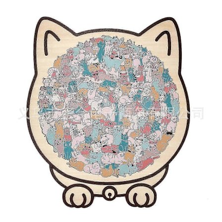 135-brikker Morandi-farvet katteformet træpuslespil, katteformet træpuslespil, unikt dyreformet træpuslespil, kreative puslespilsgaver til (h)