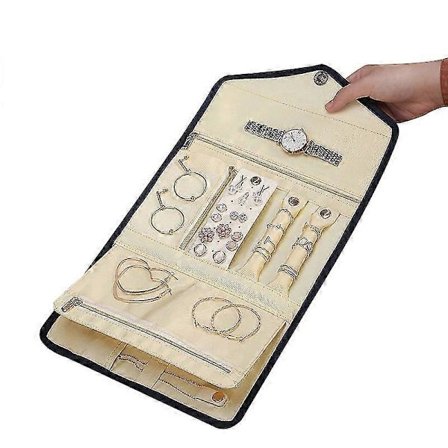 Reise Smykkeskrin Sammenleggbar Organiserer For Ringer, Halskjeder, Belter, Øredobber