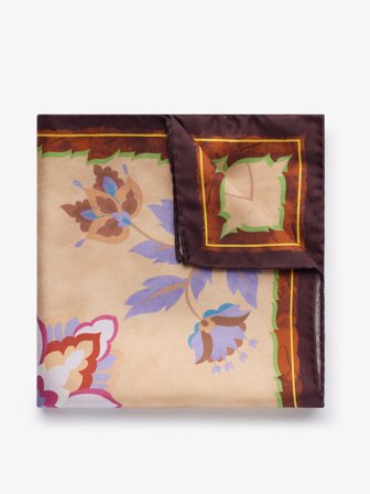 John Henric Men's Beiges Geblümtes Einstecktuch Size Onesize