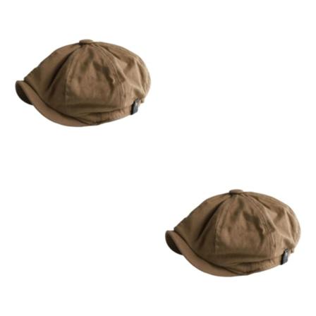 1/2 Andas Herr Newsboy Hat Mjuk 8 Panels Huvudbonad för hösten Brown L 2Set