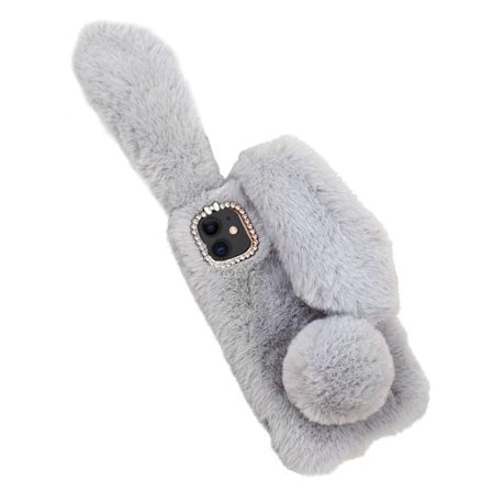 Fluffy Rabbit iPhone 11 Cover - Sølv/Grå
