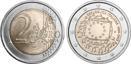 Italien 2015 - 30-årsdagen for EU-flaget - 2 euro mønt
