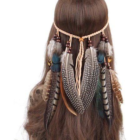Hovedbeklædning Hippie Boho Fjer Kvast Hårbånd Hårtilbehør til Kvinder Piger Fest Festival