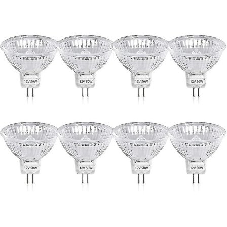 50w Gu5.3 Mr16 Himmennettävä Halogeeni Lamppu, Dc 12v Pienjännite 2-Pin Kanta Spotlight Heijastin Lamput, 800 Lumen, Lämmin Valkoinen 2800k8-kpl