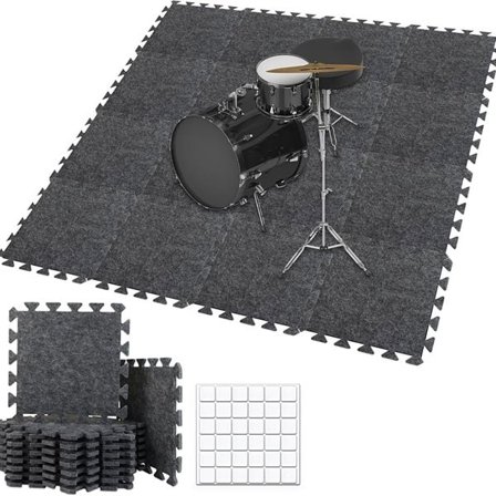 Pusselbar matta i filt 30x30cm 12-pack - Grå