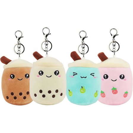 Pakke med 4 små Boba-bamser fylte dyreleker med nøkkelring Belønning Fylt Boblete Plus