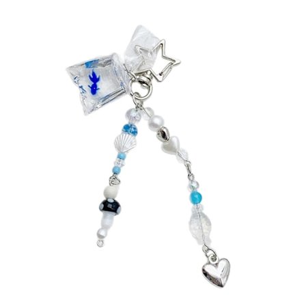 Stilfuld Telefon Charm med Perler, Fiske Kæde, Nøglering, Mode Tilbehør, Taske Vedhæng, Nøglering til Telefoner og Rygsække, Gul