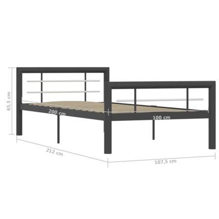 Vidaxl Sängram Grå Och Vit Metall 100x200 Cm Grå