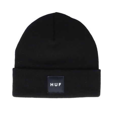 HUF - Box Logo Beanie Black Cuff Cuff Black Beanie - @ Hatstore