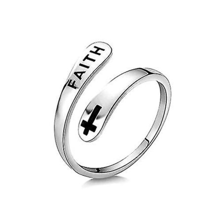 Höj din tro: Justerbar 925 Sterling Silver Cross Wrap Ring. En symbol för kristen tro. Idealisk religiös smyckesgåva för födelsedagar och bffs