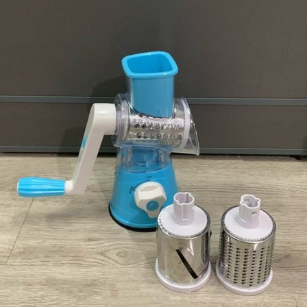 Grøntsagsskærer, manuel frugt- og grøntsagsskærer i rustfrit stål, skrællekniv, osteskærer med 2 udskiftelige roterende tromler med blade i rustfrit 