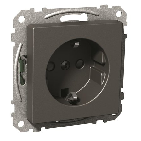 Schneider Electric Exxact Stikkontakt 1-veis Antrasitt, skrueklemme, Strømbrytere & vegguttak