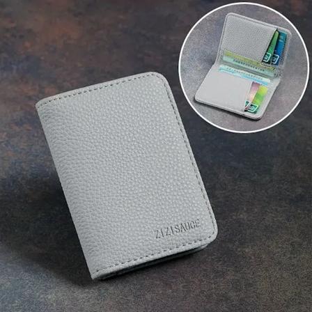Multi-kort Slot Solid Farve Bærbar Læder Kort Etui Universal Bank Kreditkort ID Bus Kort Indehaver Rejsearrangør Punge light gray