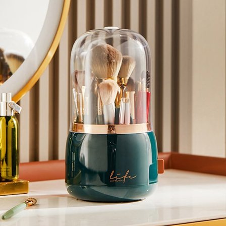 360° roterande sminkborstarhållare Portable Desktop Makeup Org - high quality