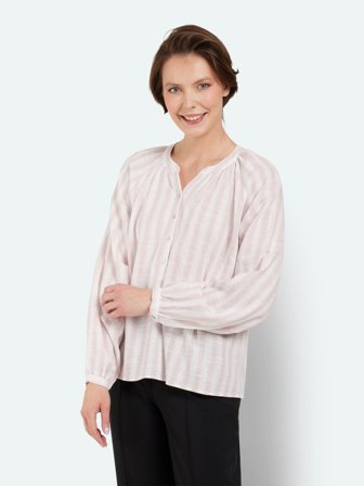 BRANDTEX - Hør Skjorte - Bleget Pink - Stribet
