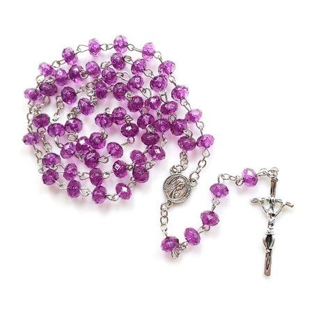 Violettihelminen Risti Ruusukko Kaulakoru Pyhä Korukoru Charm Koriste