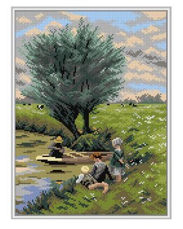 Broderikit Billede Ved floden - Orchidea