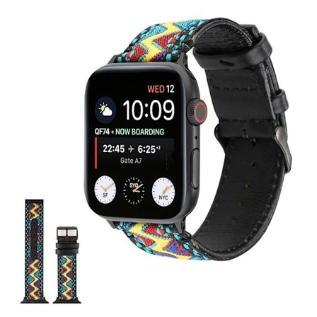 Apple Watch Series 6 / 5 44mm ethnic äkta läder klockarmband - Multi-color
