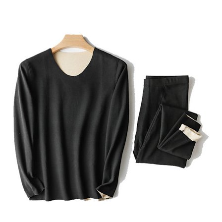 Termisk undertøysett for menn, myke fleeceforede lange termiske bukser, termisk basislagtopp og -bukser for vinter (sett med to deler)