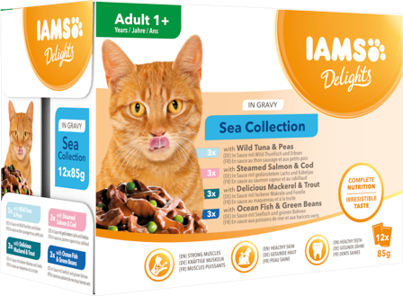 Iams - Cat Delights Gravy Multipack Sjø 12x85g - Katt - Kattefôr & kattemat - Våtfôr og våtmat - ZOO.no