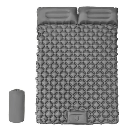 Kaksinkertainen kannettava retkeilypatja, jossa sisäänrakennettu jalkapumppu ja tyyny, retkeilyyn, vaellukseen, telttailuun ja leirintään