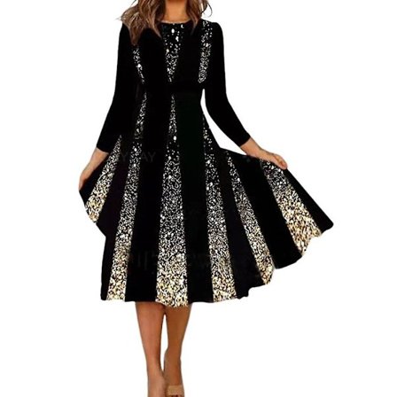 Trykt Color Block Sommerkjole med Rund Hals til Kvinder