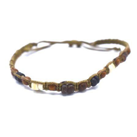 Perlearmbånd brune, hvide og sorte perler