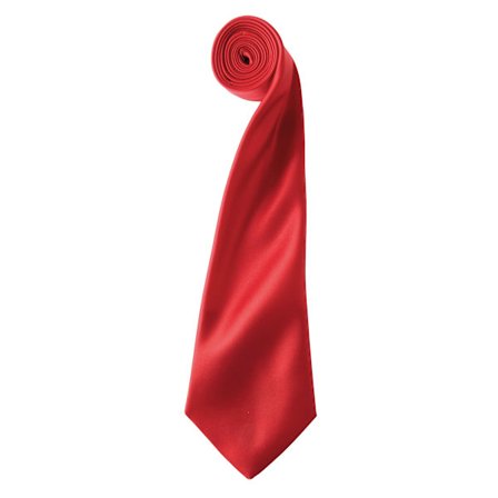 Premier Mens Plain Satin Tie (Narrow Blade) One Size Röd