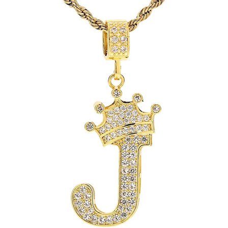 A-z bokstäver halsband krona halsband för män kvinnor 18k guldpläterade bokstäver hängen med 23' kedja hip hop alfabet namn smycken mamma gåvor