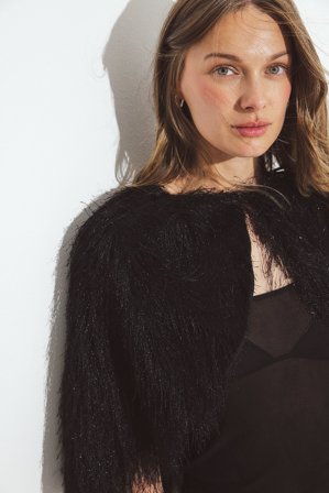 NA-KD Haut style cape à franges - Sets De Fête Pour Le Nouvel An - Noir - S