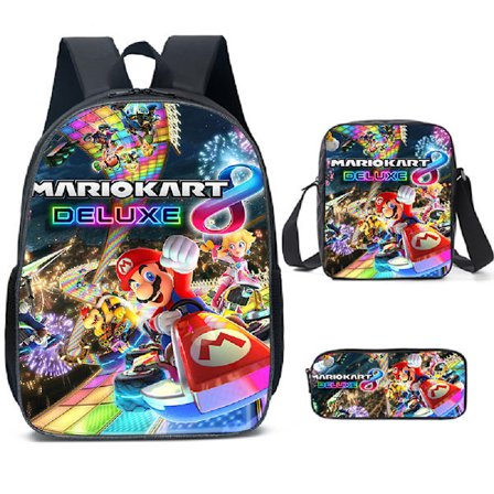 Mario Backpack Student School Bag Three-piece Set2