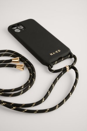 NA-KD Accessories - Cord Strap Phone Case - Øvrige accessoirer - Svart - iPhone 12