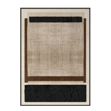 Kvadratisk lærredsmaleri med ramme, 80x120 cm, beige/sort/brun
