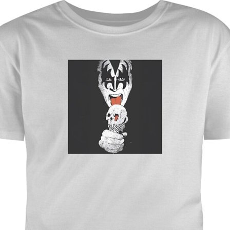 Barn T-shirt Kiss Glasskalle Glass med ikonisk sminkning och glass i dödskalleform mörk humoristisk och rockig design