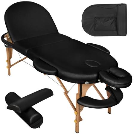 Tectake 3-zons Ovalt Massagebänk Med 5 Cm Stoppning, Hjul Och Tr Svart