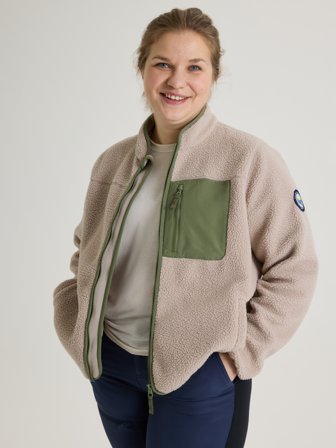 Pilefleecejakke voksen - XS - barneklær - beige - Polarn O. Pyret