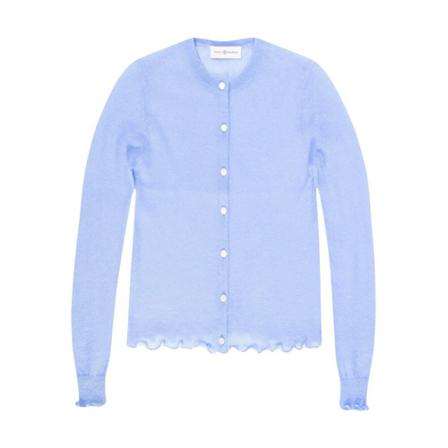 Tory Burch, Round neck cardigan Blauw, Dames, Maat:L