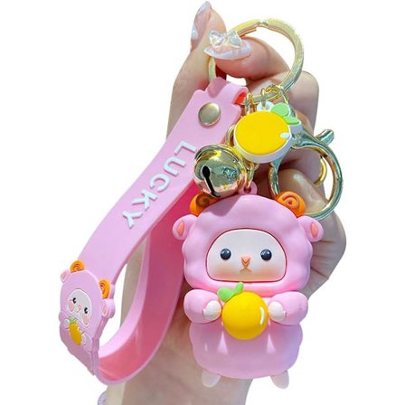 Mænd Kvinder Søde Kawaii Holding Frugt Lille Får Nøglering Nøgle Rin