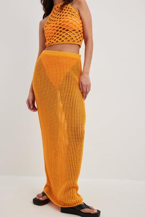 NA-KD Trend Jupe longue en maille crochetée - Jupes longues - Orange - XX-Small