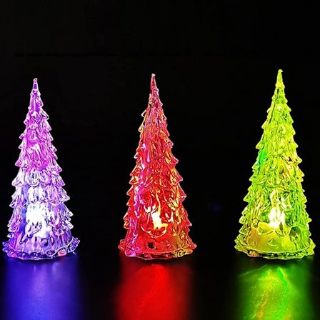 Muti-farvet skrivebordslysende LED-julelysende juletræ LED-nattelys RGB 7-farvet blinkende juletrælys soveværelse bordlampe dekorativ