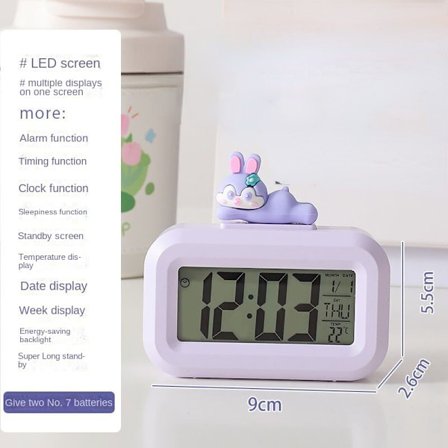 Student väckarklocka tecknad bord Lila kanin