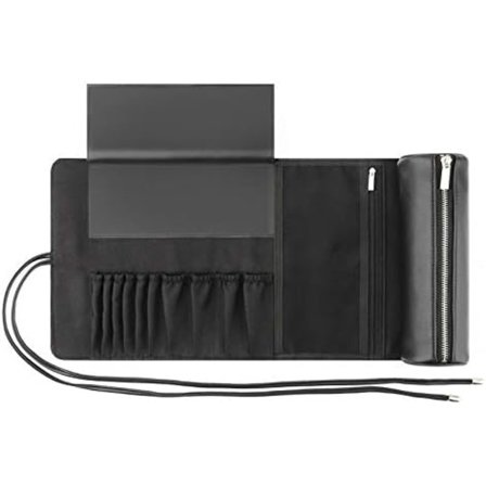 Sminkbørsteorganisator med lokk, støvtett svart sminkebørsteholder, sminkebørsteveske med lokk for reiser