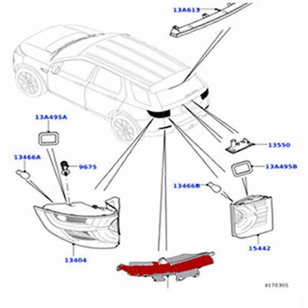 LR102042 LR102041 Bil Bagbremselygte Baglygte Bagkofanger Reflektorlys til Land Rover Discove